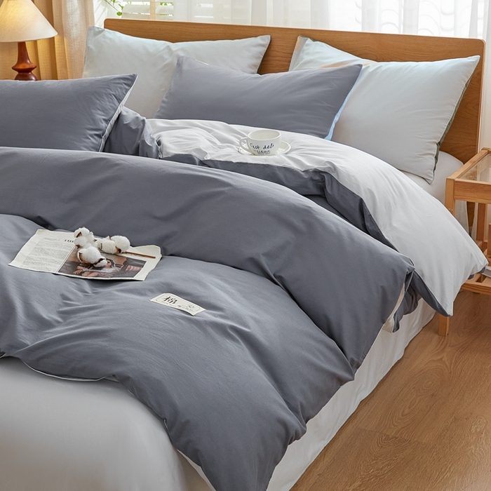 91家纺网 家纺一手货源 找家纺 恋人优选 2026新款40支13070全棉纯棉四件套 太灰+梅兰