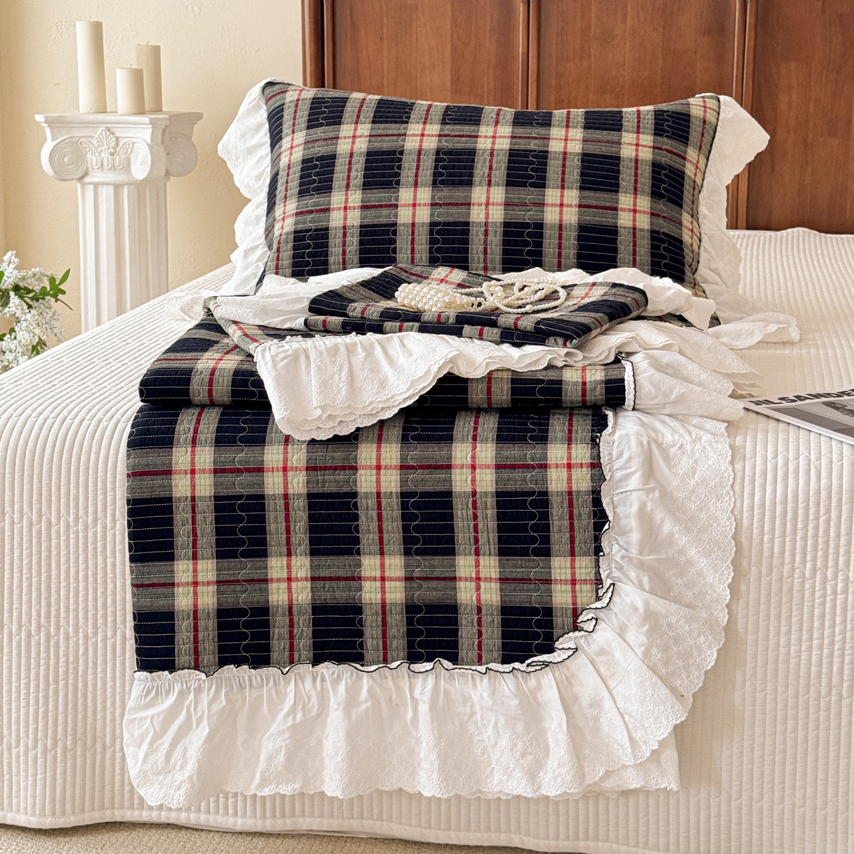 91家纺网 家纺一手货源 找家纺 （总）沐辰 2026新款A类色织水洗棉花边款床盖