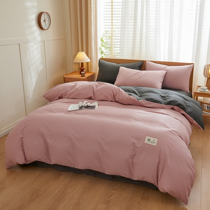 91家纺网 家纺一手货源 找家纺 恋人优选 2026新款40支13070全棉纯棉四件套 脏粉+深灰