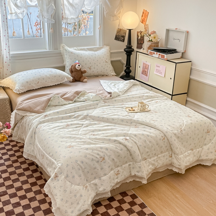 91家纺网 家纺一手货源 找家纺 老帅的工厂店 2026新款A类古棉花边抗菌夏被 鹿踪