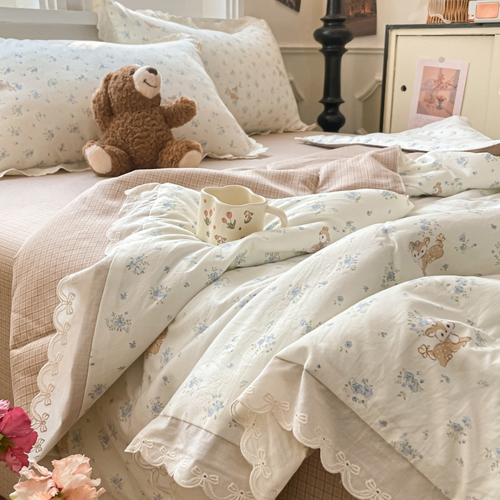 91家纺网 家纺一手货源 找家纺 老帅的工厂店 2026新款A类古棉花边抗菌夏被 鹿踪