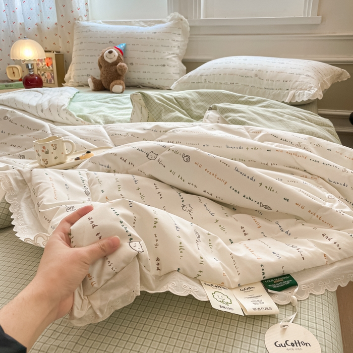 91家纺网 家纺一手货源 找家纺 老帅的工厂店 2026新款A类古棉花边抗菌夏被 猫语