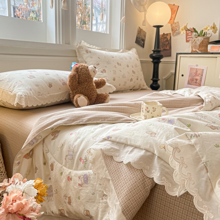 91家纺网 家纺一手货源 找家纺 老帅的工厂店 2026新款A类古棉花边抗菌夏被 奶芙犬