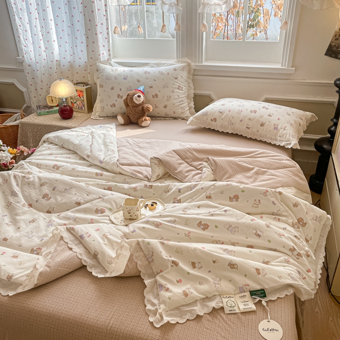 91家纺网 家纺一手货源 找家纺 老帅的工厂店 2026新款A类古棉花边抗菌夏被 奶芙犬