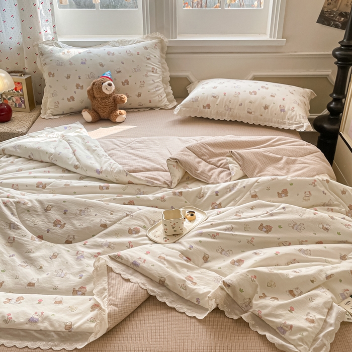 91家纺网 家纺一手货源 找家纺 老帅的工厂店 2026新款A类古棉花边抗菌夏被 奶芙犬