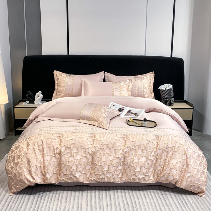 91家纺网 家纺一手货源 找家纺 子曰 2026新款浮雕水洗真丝四件套 花开朵朵-粉