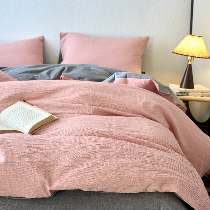 91家纺网 家纺一手货源 找家纺 恋人优选 2026新款大波浪全棉纯棉提花四件套 大波浪粉