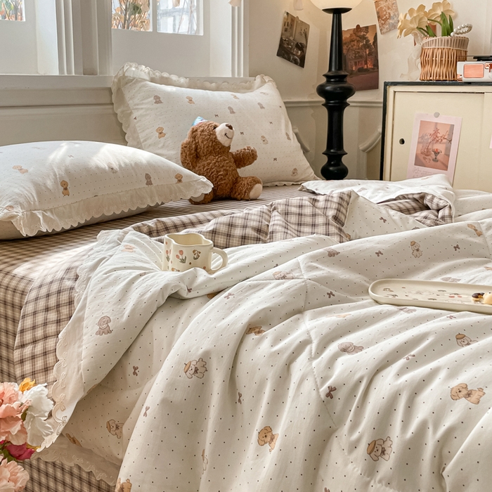 91家纺网 家纺一手货源 找家纺 老帅的工厂店 2026新款A类古棉花边抗菌夏被 奶咖犬格