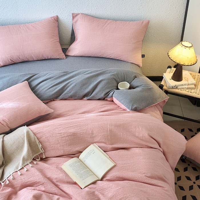 91家纺网 家纺一手货源 找家纺 恋人优选 2026新款大波浪全棉纯棉提花四件套 大波浪粉