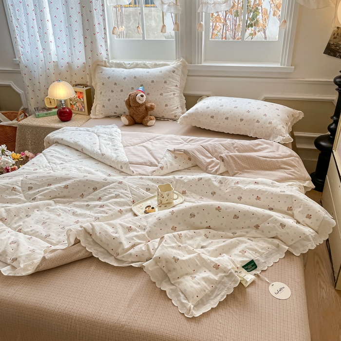 91家纺网 家纺一手货源 找家纺 老帅的工厂店 2026新款A类古棉花边抗菌夏被 苹果小象