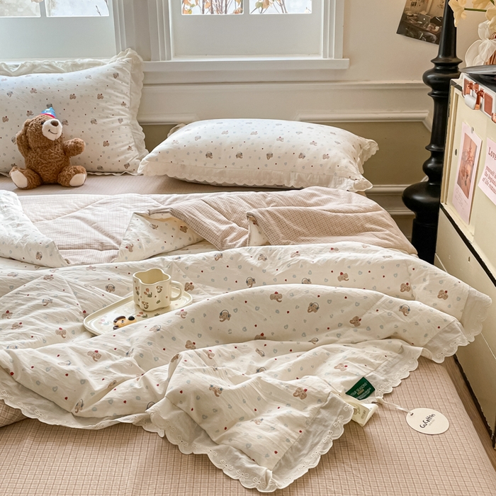 91家纺网 家纺一手货源 找家纺 老帅的工厂店 2026新款A类古棉花边抗菌夏被 苹果小象