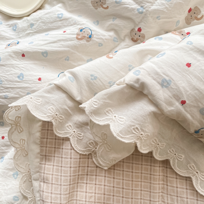 91家纺网 家纺一手货源 找家纺 老帅的工厂店 2026新款A类古棉花边抗菌夏被 苹果小象