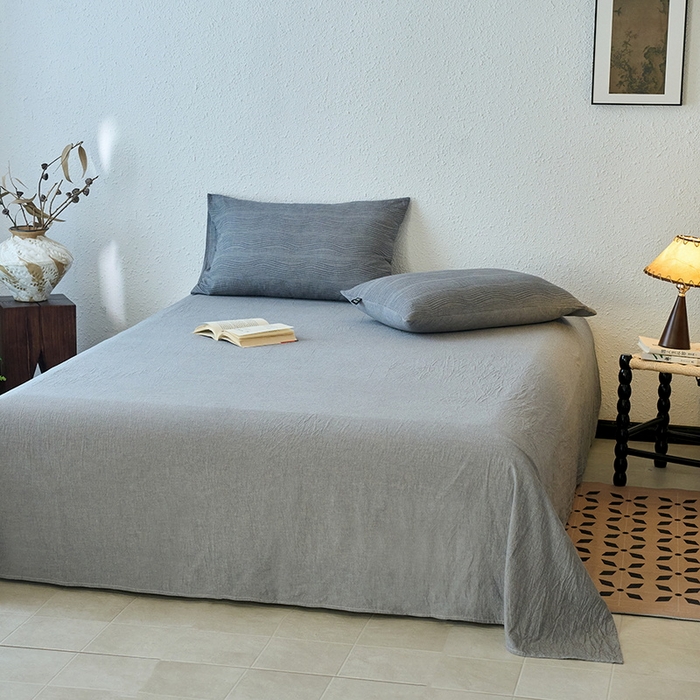 91家纺网 家纺一手货源 找家纺 恋人优选 2026新款大波浪全棉纯棉提花四件套 大波浪灰