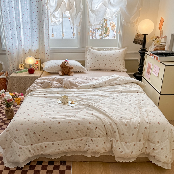 91家纺网 家纺一手货源 找家纺 老帅的工厂店 2026新款A类古棉花边抗菌夏被 苹果小象