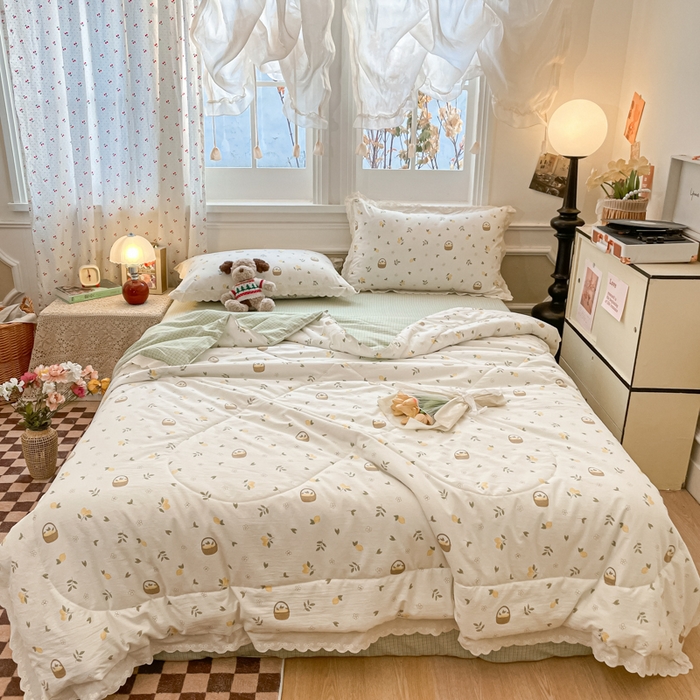 91家纺网 家纺一手货源 找家纺 老帅的工厂店 2026新款A类古棉花边抗菌夏被 青柠果篮