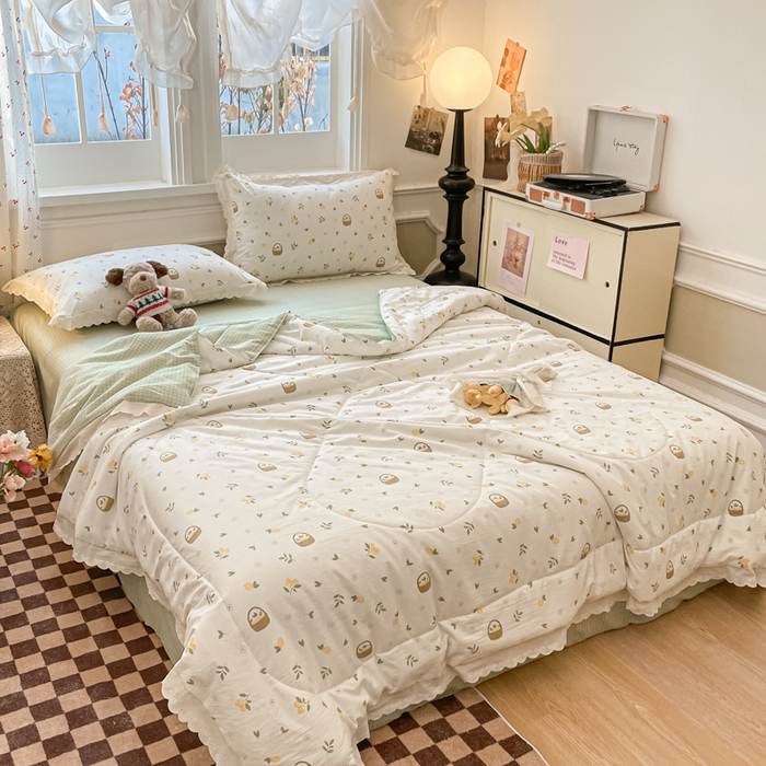 91家纺网 家纺一手货源 找家纺 老帅的工厂店 2026新款A类古棉花边抗菌夏被 青柠果篮