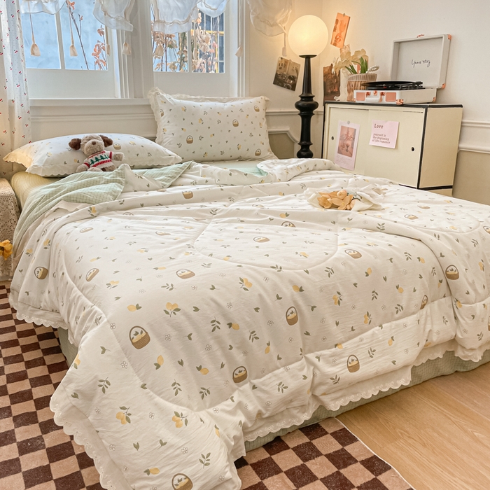 91家纺网 家纺一手货源 找家纺 老帅的工厂店 2026新款A类古棉花边抗菌夏被 青柠果篮