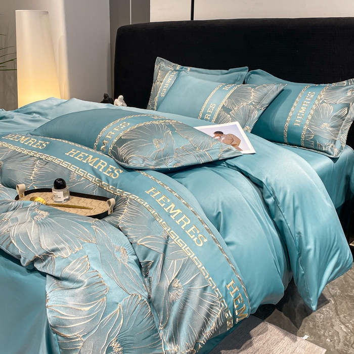 子曰 2026新款浮雕水洗真丝四件套 花语-蓝