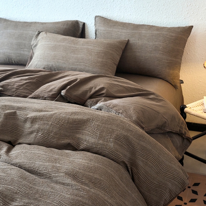 91家纺网 家纺一手货源 找家纺 恋人优选 2026新款大波浪全棉纯棉提花四件套 大波浪咖