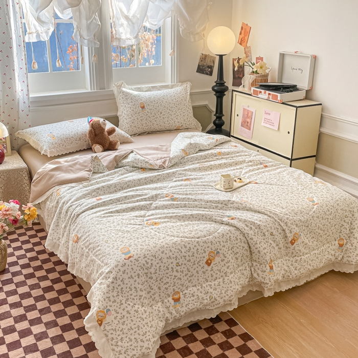 91家纺网 家纺一手货源 找家纺 老帅的工厂店 2026新款A类古棉花边抗菌夏被 狮野花集