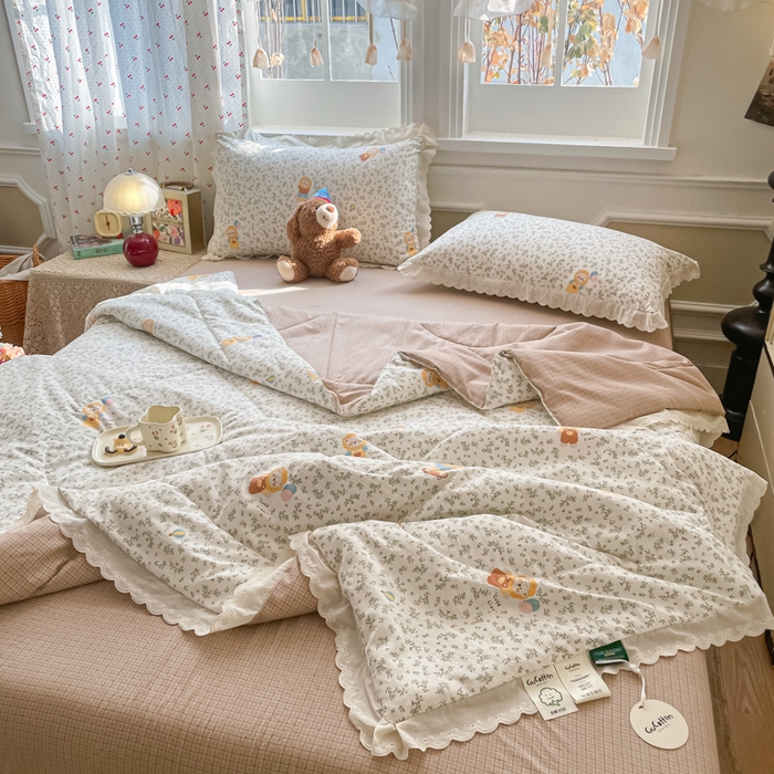 91家纺网 家纺一手货源 找家纺 老帅的工厂店 2026新款A类古棉花边抗菌夏被 狮野花集