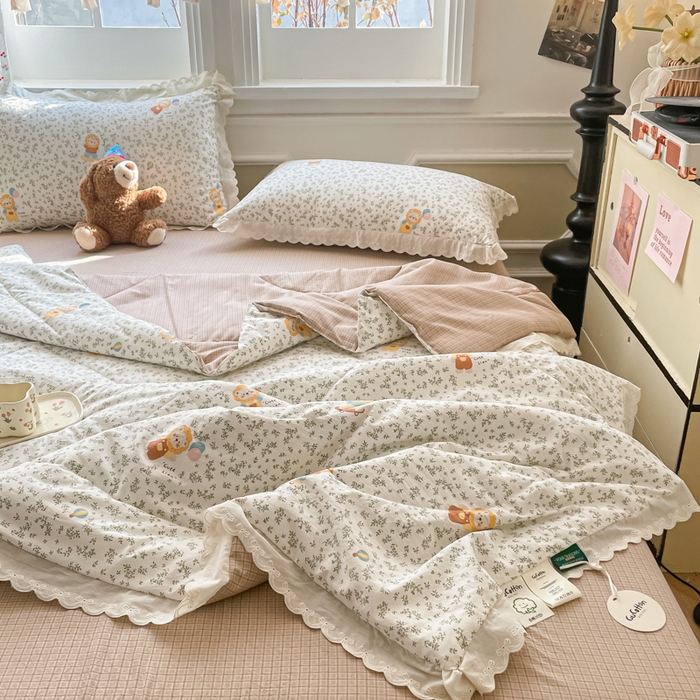 91家纺网 家纺一手货源 找家纺 老帅的工厂店 2026新款A类古棉花边抗菌夏被 狮野花集