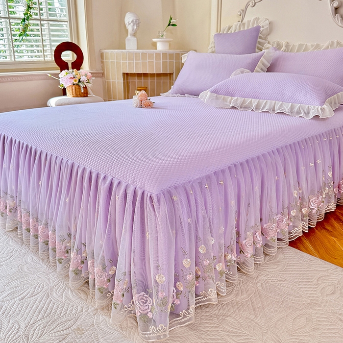 91家纺网 家纺一手货源 找家纺 后庭寝室 2026新款豆豆凉席夏被空调被四件套 完美恋人-浅紫