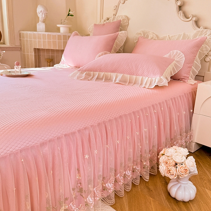 91家纺网 家纺一手货源 找家纺 后庭寝室 2026新款豆豆凉席夏被空调被四件套 完美恋人-粉色