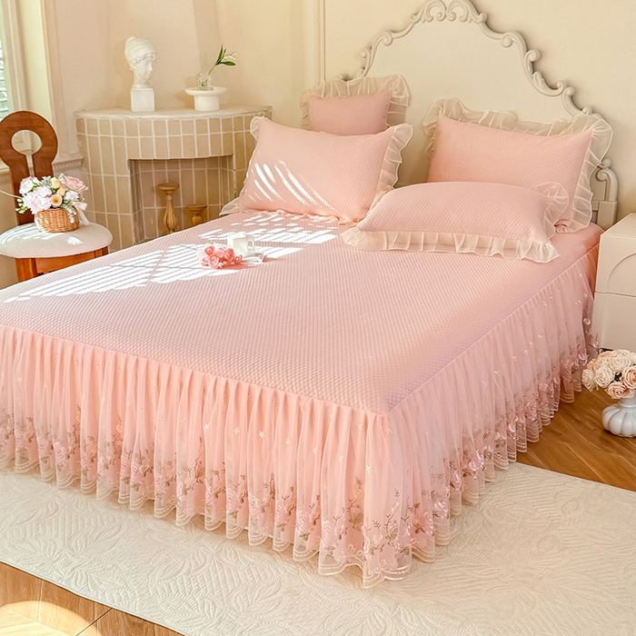 91家纺网 家纺一手货源 找家纺 后庭寝室 2026新款豆豆凉席夏被空调被四件套 完美恋人-嫩玉