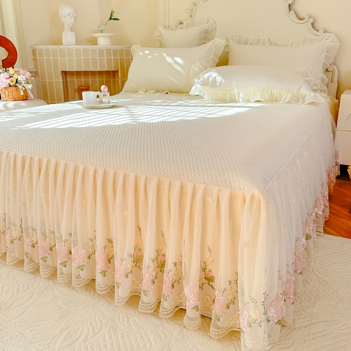 91家纺网 家纺一手货源 找家纺 后庭寝室 2026新款豆豆凉席夏被空调被四件套 完美恋人-米色