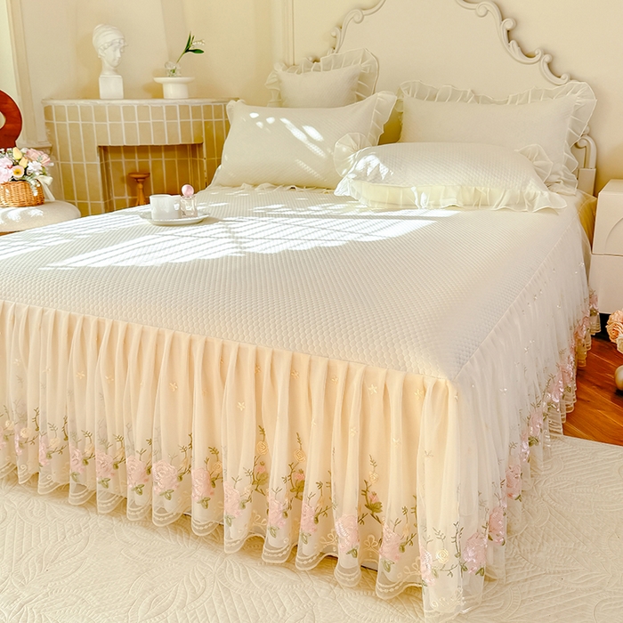 91家纺网 家纺一手货源 找家纺 后庭寝室 2026新款豆豆凉席夏被空调被四件套 完美恋人-米色