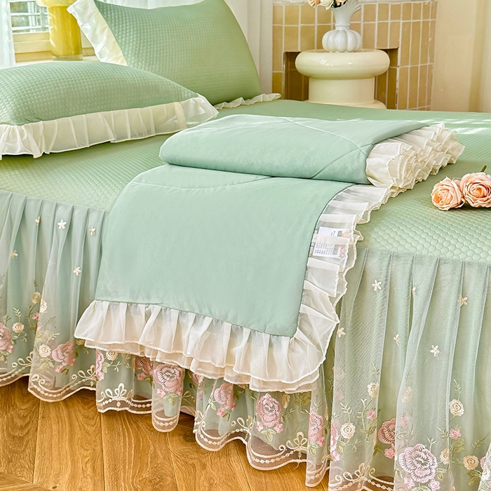 后庭寝室 2026新款豆豆凉席夏被空调被四件套 完美恋人-嫩绿