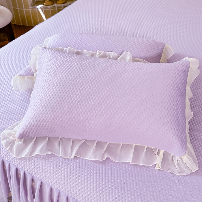 91家纺网 家纺一手货源 找家纺 后庭寝室 2026新款豆豆凉席夏被空调被四件套 完美恋人-浅紫