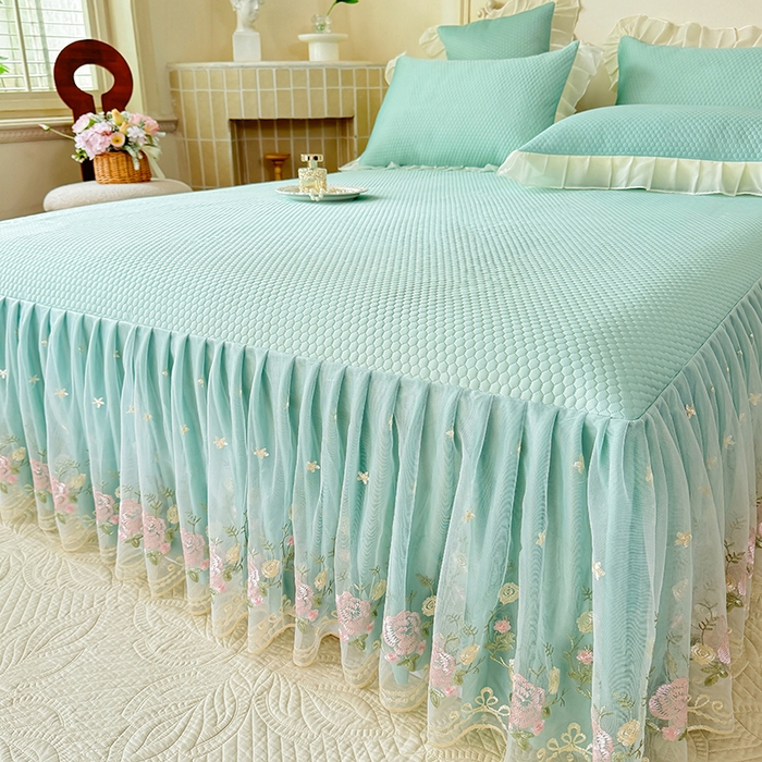 91家纺网 家纺一手货源 找家纺 后庭寝室 2026新款豆豆凉席夏被空调被四件套 完美恋人-浅蓝