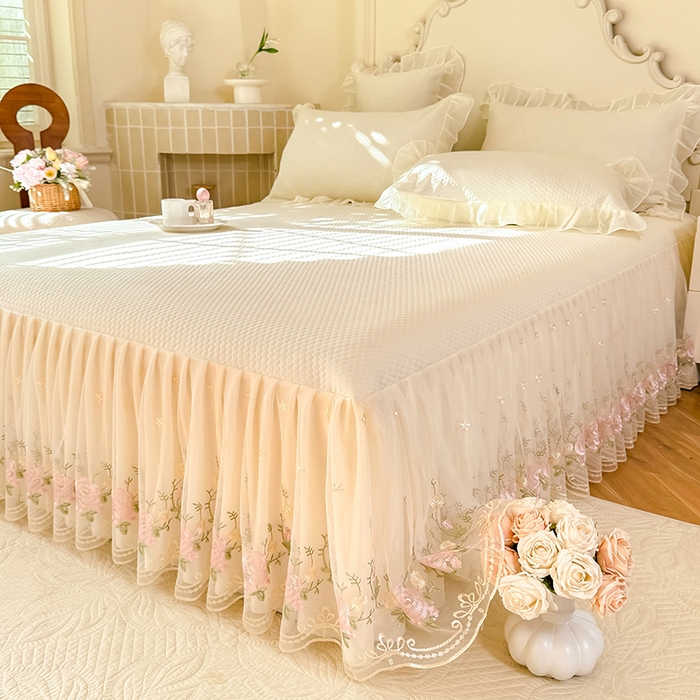 91家纺网 家纺一手货源 找家纺 后庭寝室 2026新款豆豆凉席夏被空调被四件套 完美恋人-米色