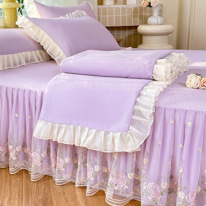 后庭寝室 2026新款豆豆凉席夏被空调被四件套 完美恋人-浅紫