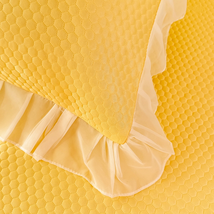 91家纺网 家纺一手货源 找家纺 后庭寝室 2026新款豆豆凉席夏被空调被四件套 完美恋人-嫩黄