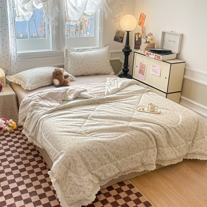 91家纺网 家纺一手货源 找家纺 老帅的工厂店 2026新款A类古棉花边抗菌夏被 兔盯花语