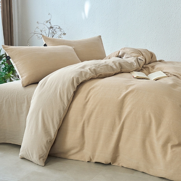 91家纺网 家纺一手货源 找家纺 恋人优选 2026新款大波浪全棉纯棉提花四件套 大波浪卡其