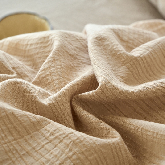 91家纺网 家纺一手货源 找家纺 恋人优选 2026新款大波浪全棉纯棉提花四件套 大波浪卡其