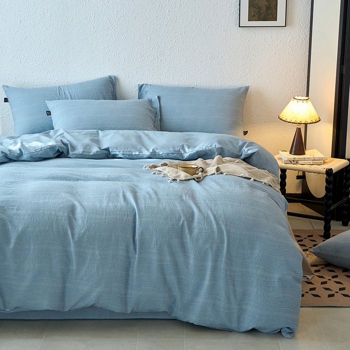 91家纺网 家纺一手货源 找家纺 恋人优选 2026新款大波浪全棉纯棉提花四件套 大波浪兰