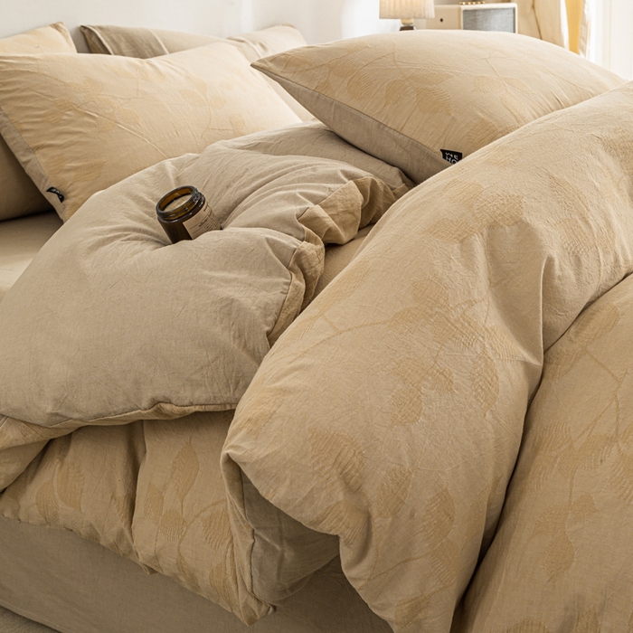 91家纺网 家纺一手货源 找家纺 （总）恋人优选 2026新款樱花叶全棉纯棉提花四件套