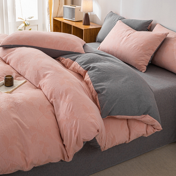 91家纺网 家纺一手货源 找家纺 （总）恋人优选 2026新款樱花叶全棉纯棉提花四件套