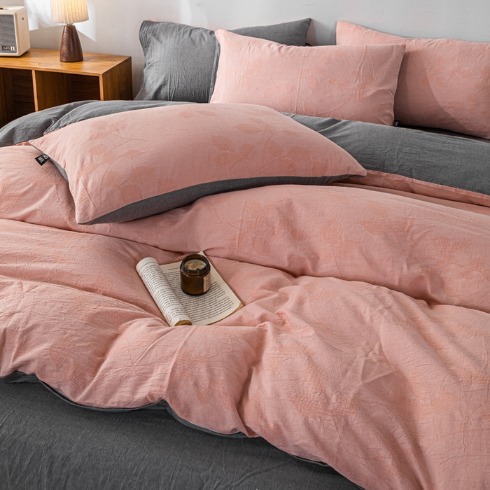 91家纺网 家纺一手货源 找家纺 （总）恋人优选 2026新款樱花叶全棉纯棉提花四件套