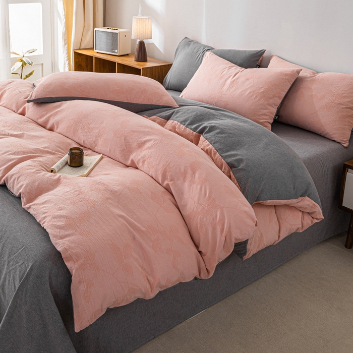 91家纺网 家纺一手货源 找家纺 （总）恋人优选 2026新款樱花叶全棉纯棉提花四件套