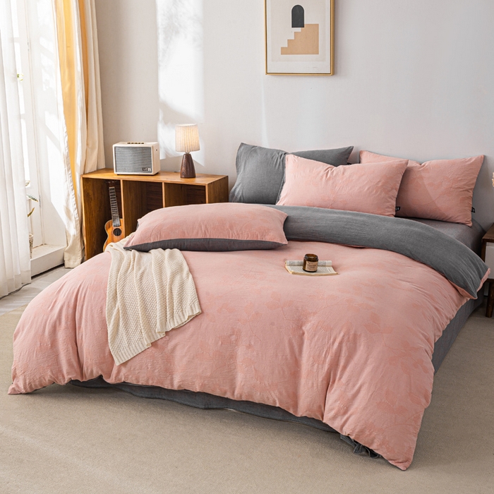 91家纺网 家纺一手货源 找家纺 （总）恋人优选 2026新款樱花叶全棉纯棉提花四件套