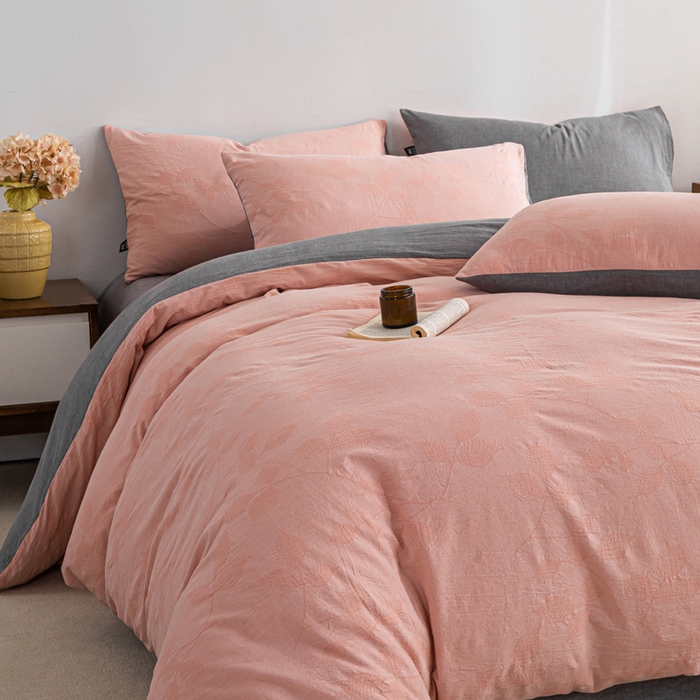 91家纺网 家纺一手货源 找家纺 （总）恋人优选 2026新款樱花叶全棉纯棉提花四件套