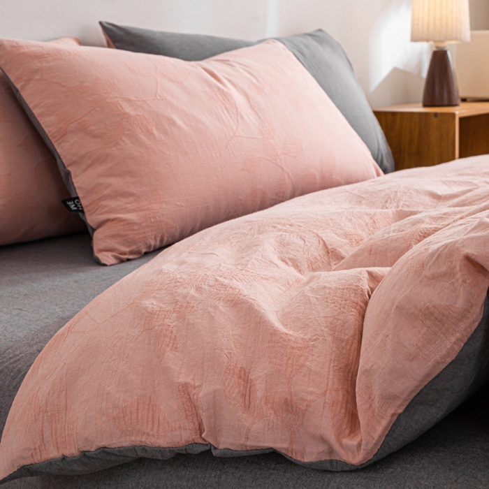 91家纺网 家纺一手货源 找家纺 （总）恋人优选 2026新款樱花叶全棉纯棉提花四件套