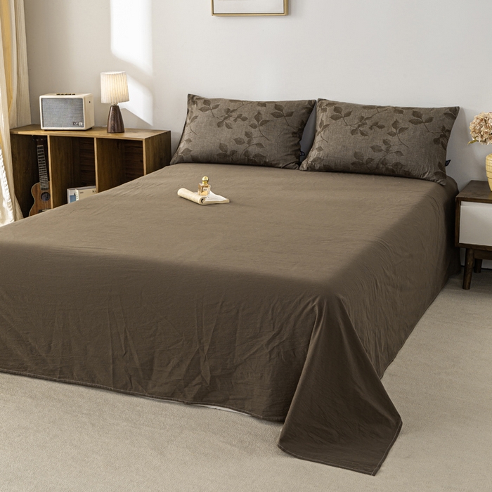 91家纺网 家纺一手货源 找家纺 恋人优选 2026新款樱花叶全棉纯棉提花四件套 樱花叶-咖