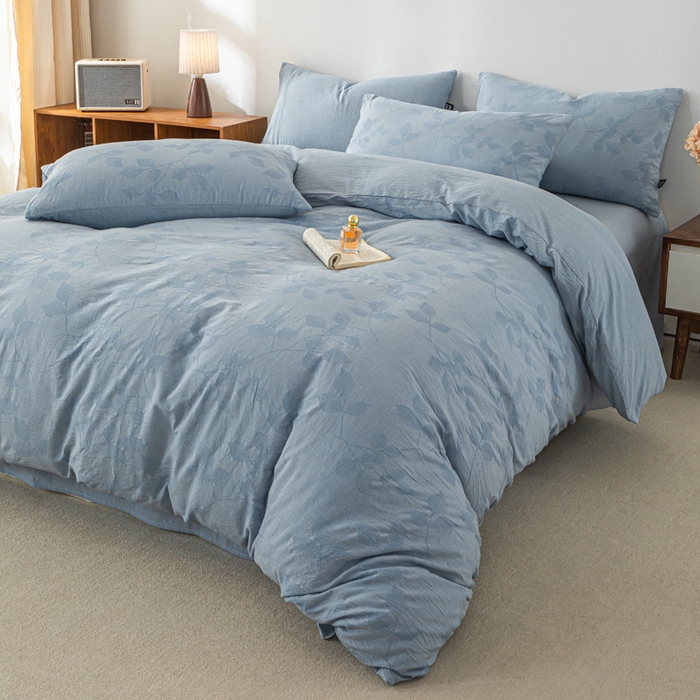 91家纺网 家纺一手货源 找家纺 恋人优选 2026新款樱花叶全棉纯棉提花四件套 樱花叶-兰